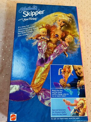 Poupée Barbie Skipper Sirène (Mermaid) Orange 1993 - Vintage, Occasion Avec Vêtements