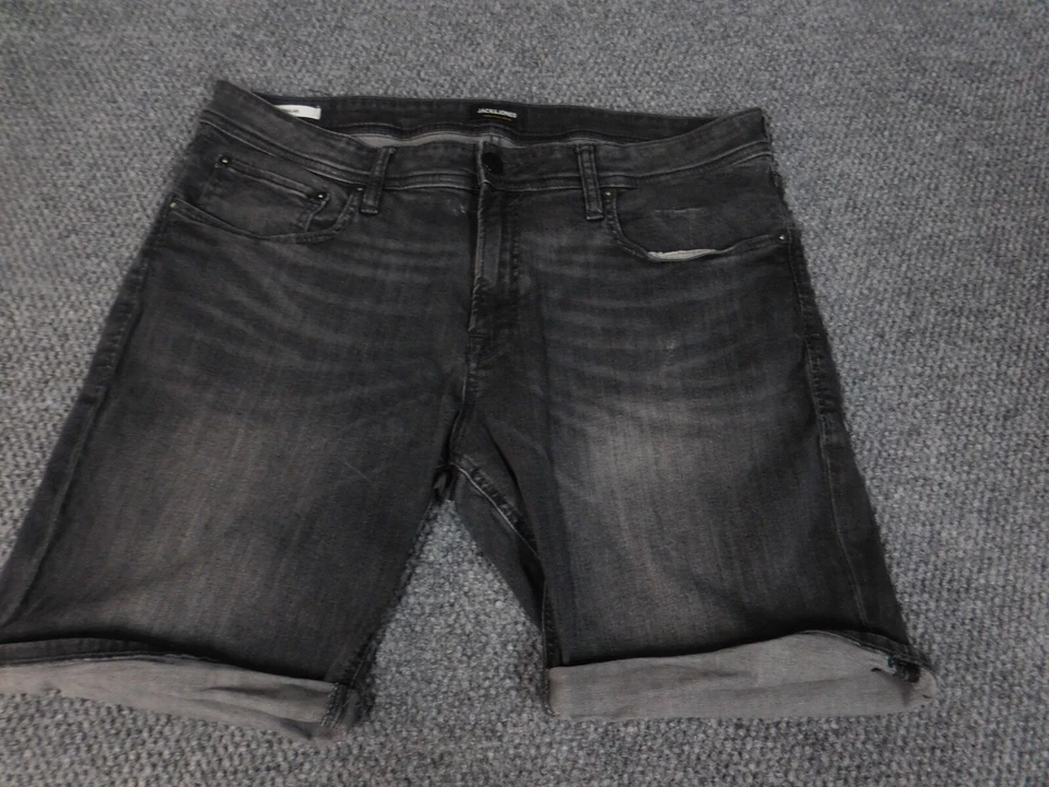 Pantalones Cortos Jack & Jones Para Hombre 37 Negro Denim Jean Regular Foto 3 de 4