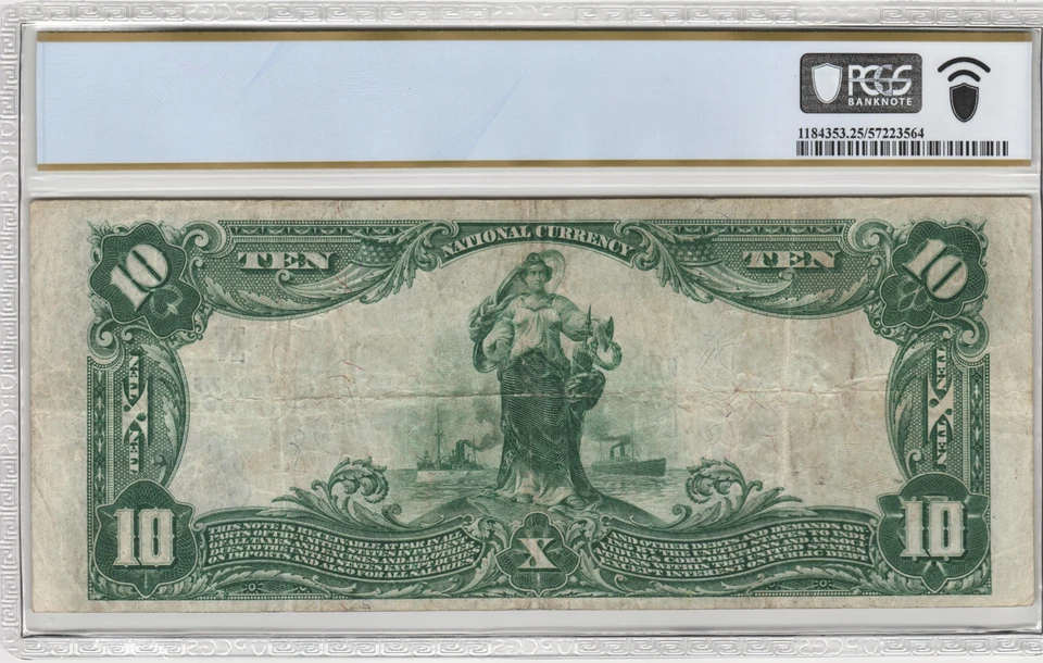 1902 New Bedford Massachusetts $10 National Banknote Charter 799 PCGS VF 25 - Image 2 of 2