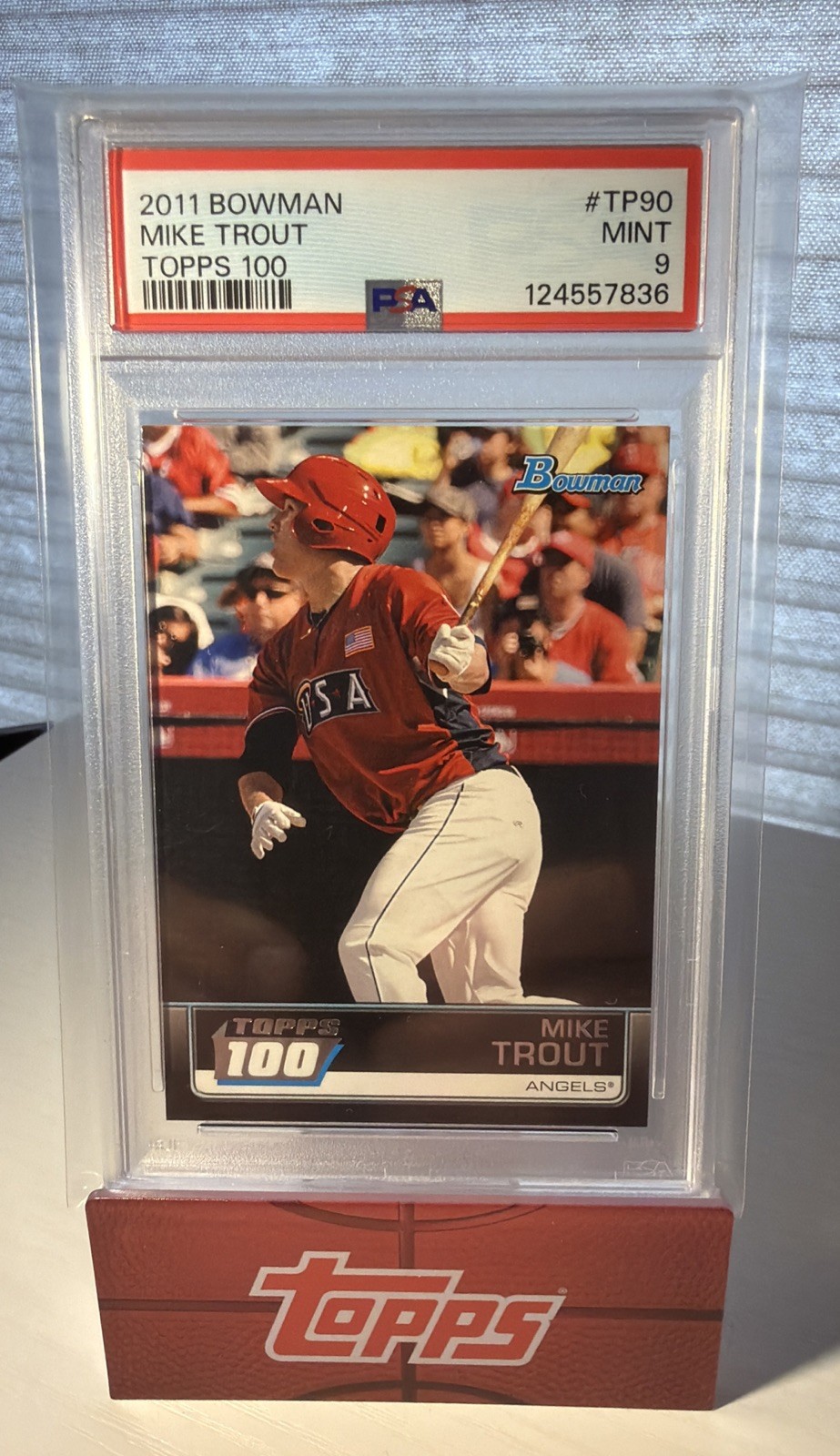 2011 BOWMAN TOPPS 100 #TP90 MIKE TROUT PSA 9