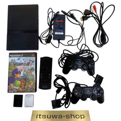 Sony PS2 SCPH-77000 Slim Console Bundle 2 Controllers DQ V Tested Japan