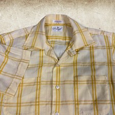 Vintage 60s Donegal Loop Collar Shirt Yellow Plaid Mens M 15-15.5 Dacron Cotton