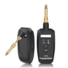 Wireless Guitar Transmitter Receiver 2.4GHz Rechargeable, 1/4" and 1/8" Plugs...