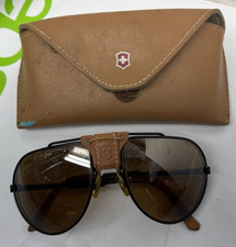 Vintage Swiss Army Brand Aviator Sunglasses W/Leather Trim and original Holder
