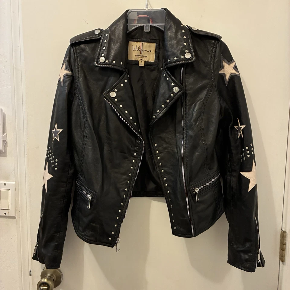 ¡Increíble! Chaqueta corta de cuero Wilson vintage años 80 para mujer pequeña chaqueta de motociclista Foto 2 de 4