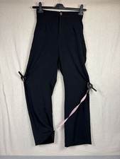 Image of AX Paris Womens Wide Leg Trousers Size 8 Black High Waisted Adjustable Buckle
