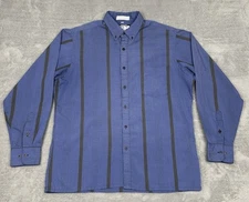 VTG Sostanza Fashion Police Shirt Mens Large Blue Button Up Long Sleeve USA Made