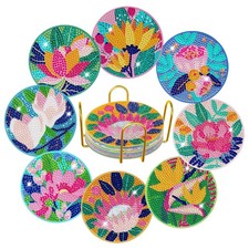 Diamond Art Coasters 8 Pack Botanical Designs Diamond Painting Coasters...