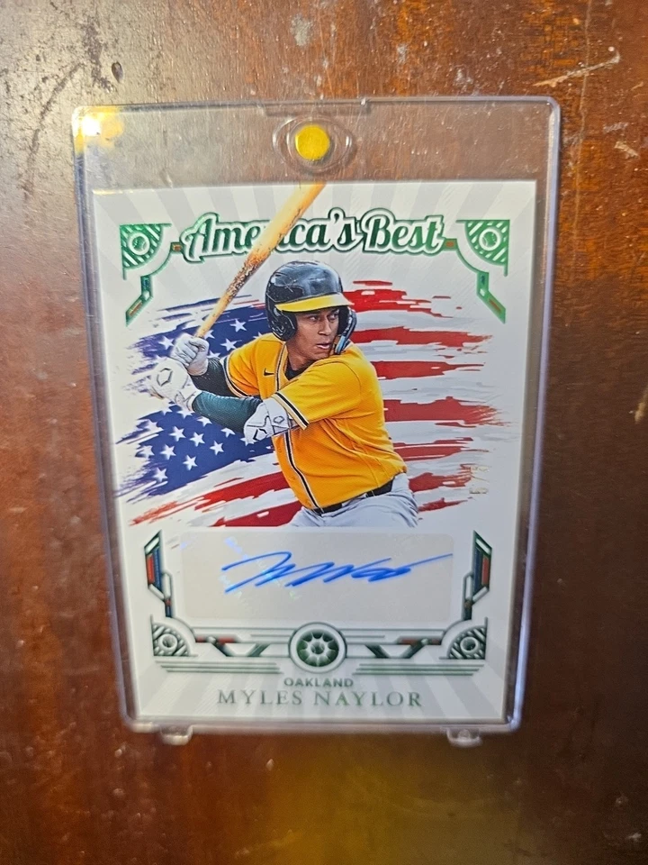 Myles Naylor Auto /5 Green SSP Athletics (RC)  2025 Panini Boys Of Summer A's ** - Image 4 of 4