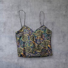 Vintage 90s Lingerie Cacique Paisley Satin Sz S Cami Top