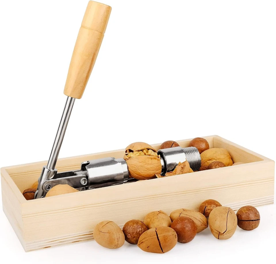 Heavy Duty Nutcracker Wood Box Pecan Walnut Cracking Tool Kitchen Gadgets - Image 3 of 4