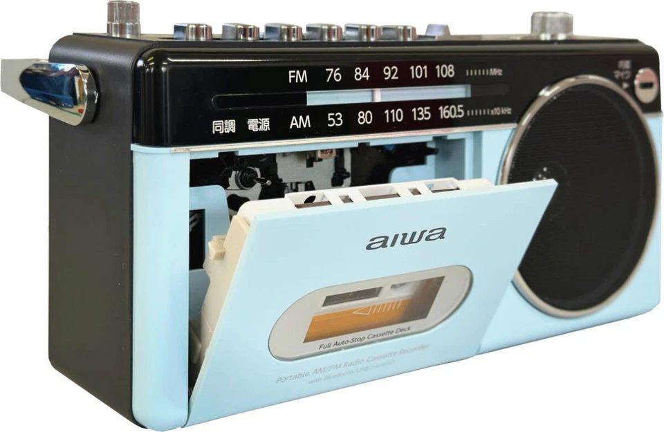 AIWA RCP3 портативный AM/FM стерео радио кассетный рекордер Bluetooth пастель синий - Изображение 3 из 4