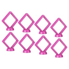 3D Floating Display Frame Coin Jewelry Case with Base 3.5" x 3.5" Pink 8pcs