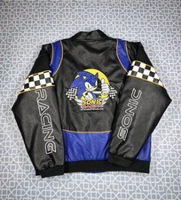 Sonic The Hedgehog Faux Leather Moto Racing Jacket Men XL Box Lunch Exclusive