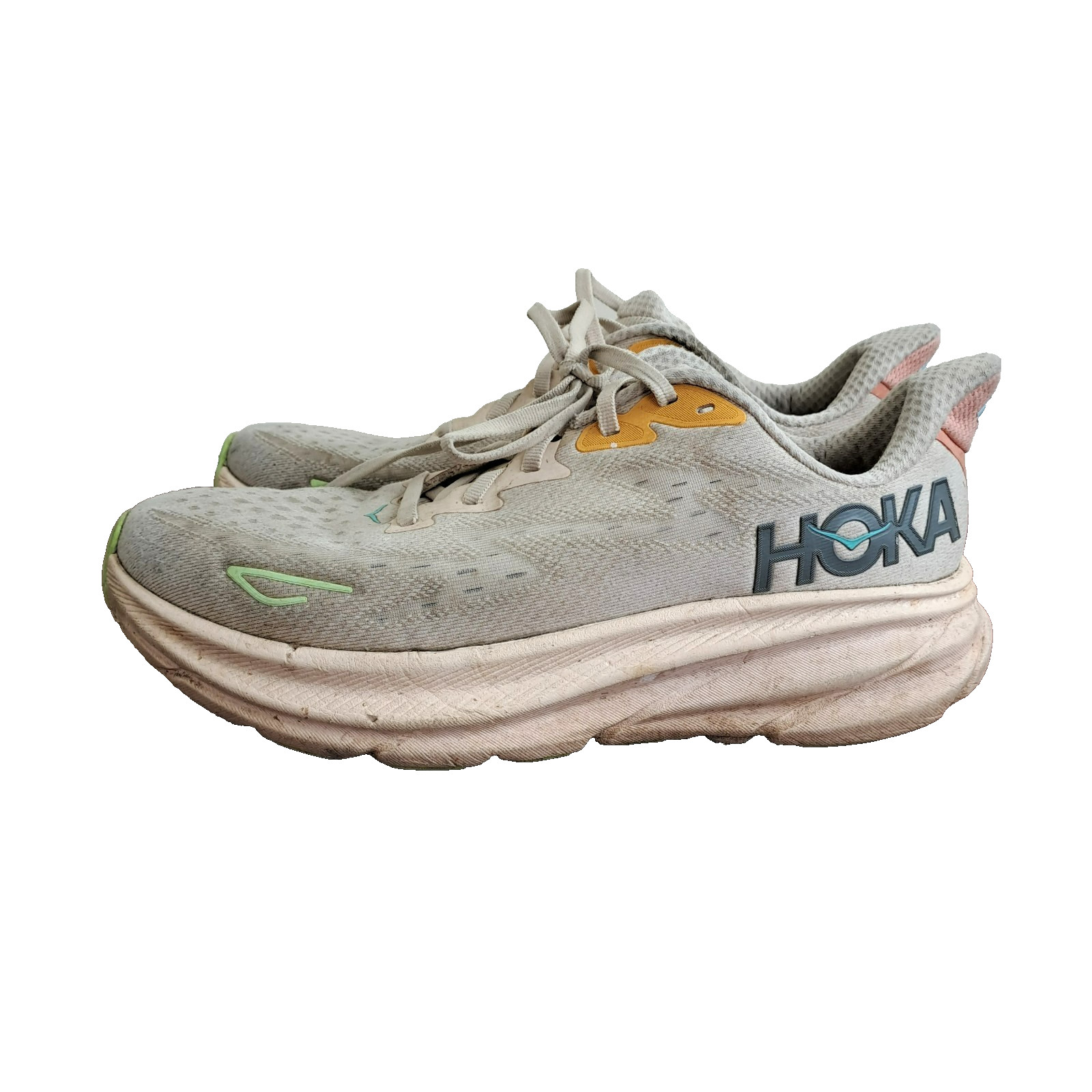 Hoka One One Clifton 9 Running Shoes Womens Size 9B Light Grey Trainer Sneakers