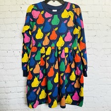 NEW Hanna Andersson Girl Long Sleeve French Terry Dress Size 10 140cm Navy Pears