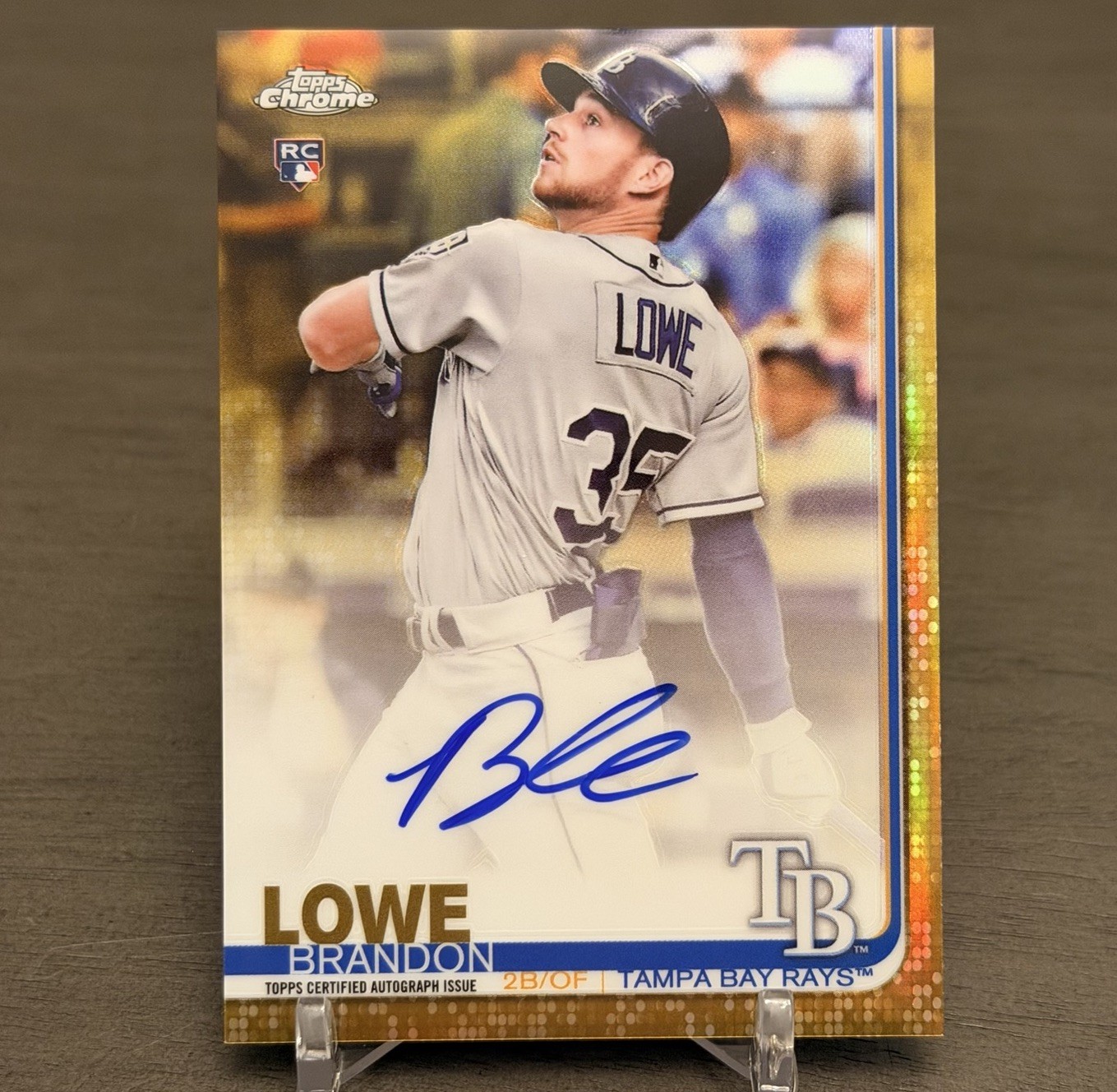 2019 Topps Chrome Rookie Gold Wave Refractor /50 Brandon Lowe #RA-BL Auto RC