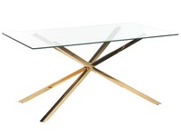 Esstisch Glas Transparent Rechteckig 160 X 90 Cm Metallgestell Gold Maramo