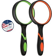 Juego de 2 lupas de lectura de mano de 75 mm con agarre de goma antideslizante