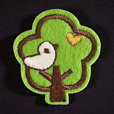 Tree Bird Heart Iron On Patch Embroidered Green Nature Love Cute Kids Sew DIY
