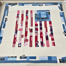 Hecho a mano Patriot Flag Stars algodón retazos acolchado top/topper 86x86"