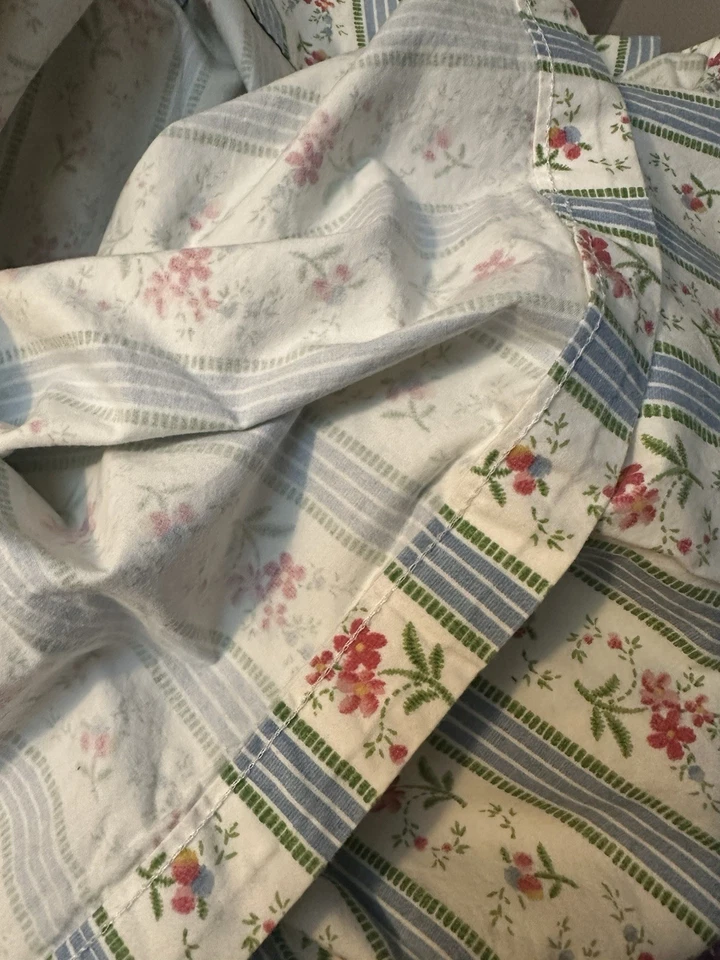 Ralph Lauren Doble Sábana Plana Jordan Rayas Floral Cottagecore Femenino Romántico Foto 3 de 4