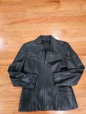Black Genuine Leather Women's Vintage Jacket Size Small