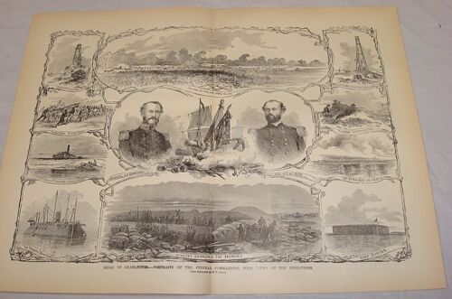 1893 Civil War Print/SIEGE OF CHARLESTON/Frank Leslie/16x22 - Picture 1 of 1