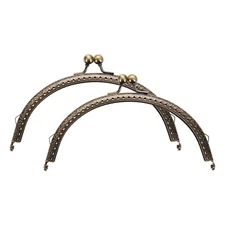 2Pcs Metal Purse Frame,5.9" Retro Arch Kiss Lock Clasp Frame Embossed,Bronze