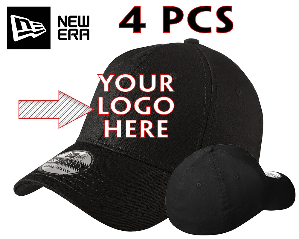 4 Custom Logo Embroidered New Era 39Thirty Fitted Hats Free