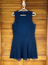 Madewell Women's Navy Blue Sleeveless Eyelet Dress Lined Size 10 nautical EUC