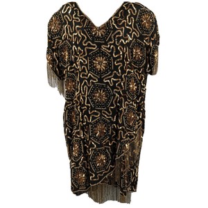 gold beaded fringe dress