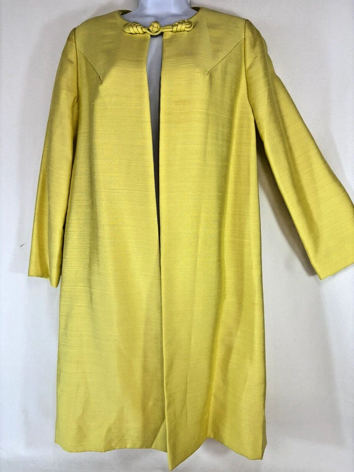 1950-х годов винтажный Couture шелк пальто желтый Одри Хепберн качели стиль свадьбы S/M - Изображение 4 из 4
