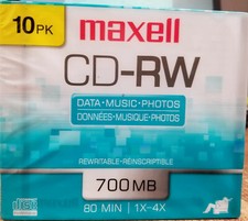 Maxell CD-RW Discs, 700MB/80min, 4x, 10/Pack MAX630011 Rewritable