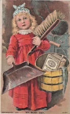 James Pyles Pearline Child Sweeper Dustpan Advertising Trade Card A7K