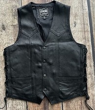 GENUINE LEATHER LACE UP RIDING VEST BLACK LEATHER WOMENS SIZE 36 EXCELLENT