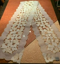 Gorgeous Bella Lux Festive Fall Embroidered Cut Out Leaves Table Runner 88" x13"