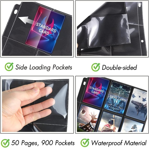 900 Pockets Trading Card Binder Sleeves, Baseball Card Sleeves Fit for Standard - Picture 4 of 7