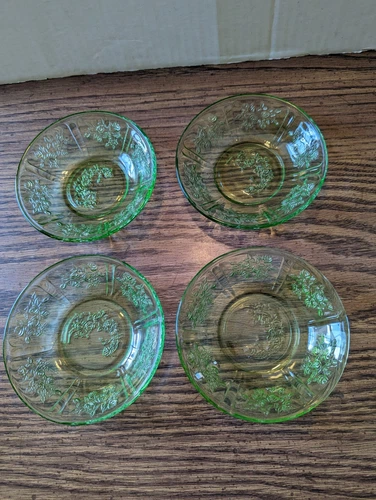 Federal Sharon "Cabbage Rose" Green 5" Berry Bowls Set of 5
