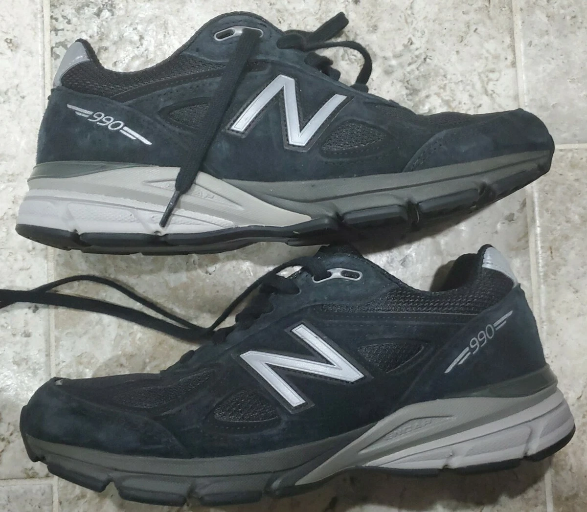 New Balance 990v4 W990BK4 Black Silver Leather Running Shoes Women’s Size US9.5B