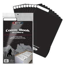 25 BCW Black Comic Book Plastic Dividers With Folding Write On Tab Free Shipping