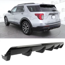 Car Rear Lip Bumper Diffuser Shark Fin Spoiler Kits Black For Ford Explorer ST