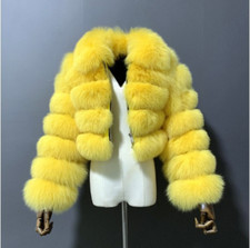 Lady Faux Fur Crop Coat Shaggy Collar Short Jackets Zip Outwear Cardigans Luxury