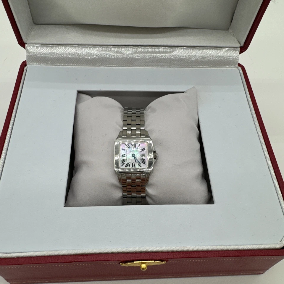 Cartier Santos Demoiselle Acero Inoxidable Madreperla Rosa Raro Foto 2 de 4