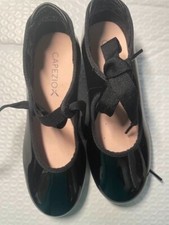 Capezio Black Patent Leather Girls Tap Shoes Size 13.5 M