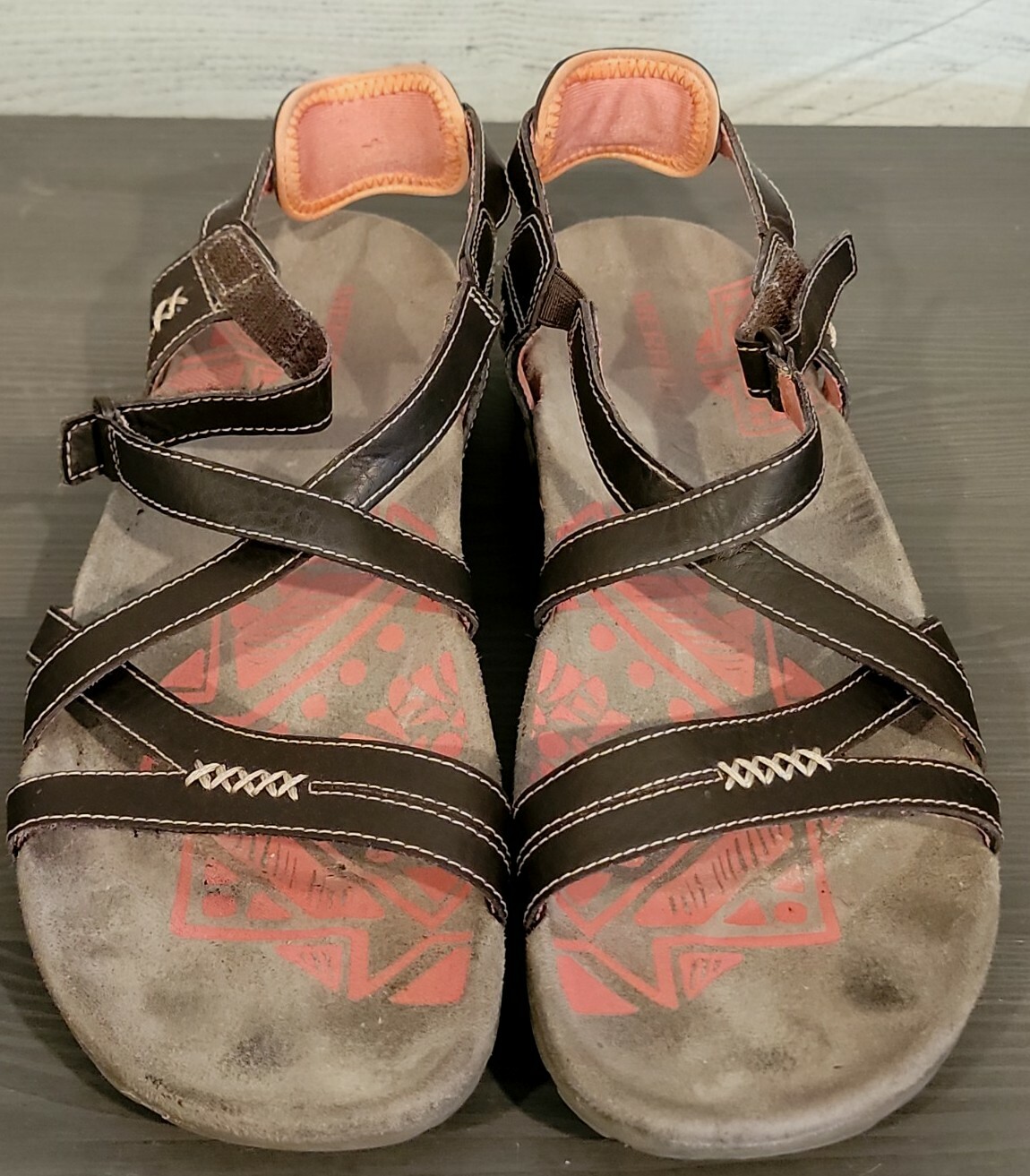 Sandali sportivi Merrell donna taglia 10 pelle rosa sabbia cinturino corallo cacao