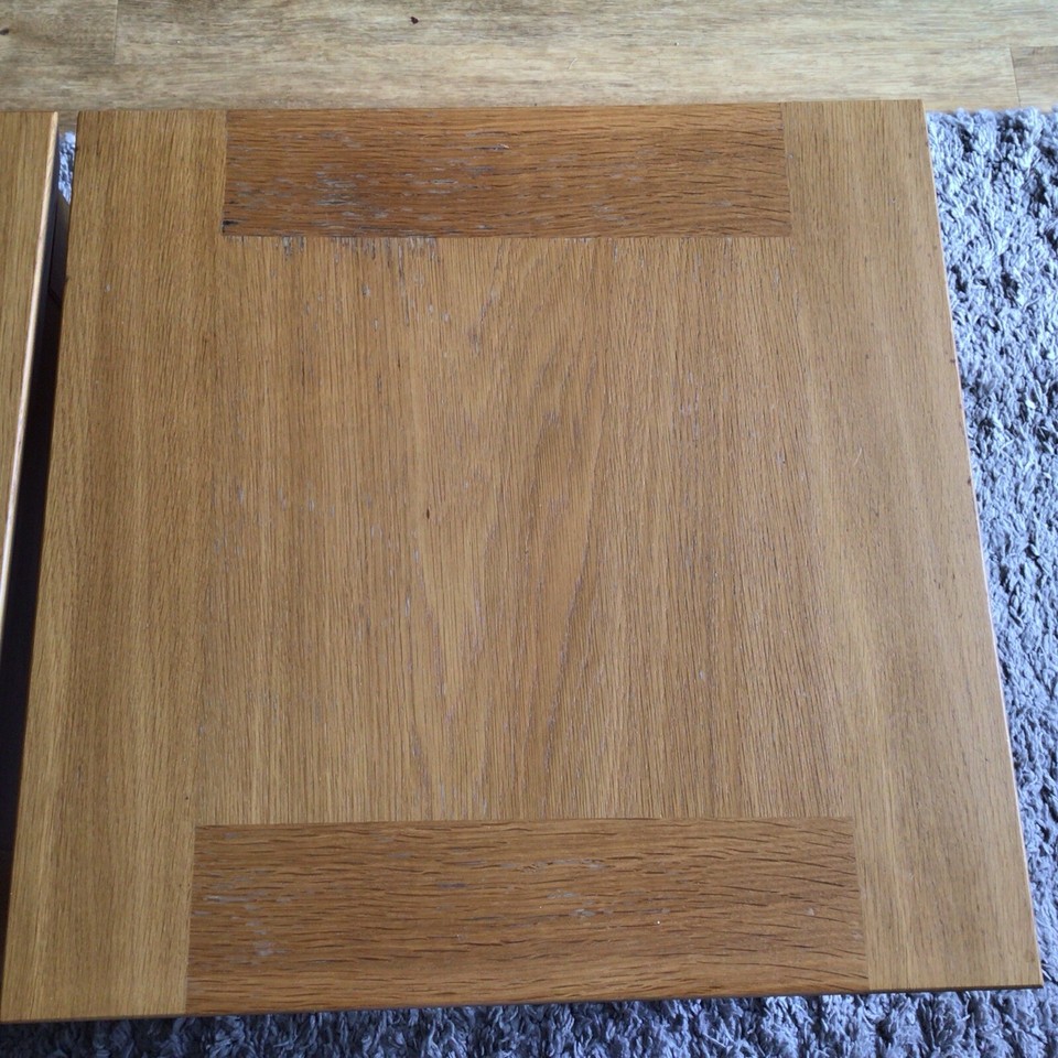 2 X Solid Oak Lamp / Side Table Size 50cm x 50cm x 45cm high Good Used