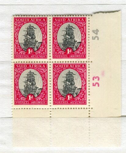 SOUTH AFRICA; 1940s-50s early Pictorial 1d. POSITIONAL MINT MARGIN BLOCK - Zdjęcie 1 z 1