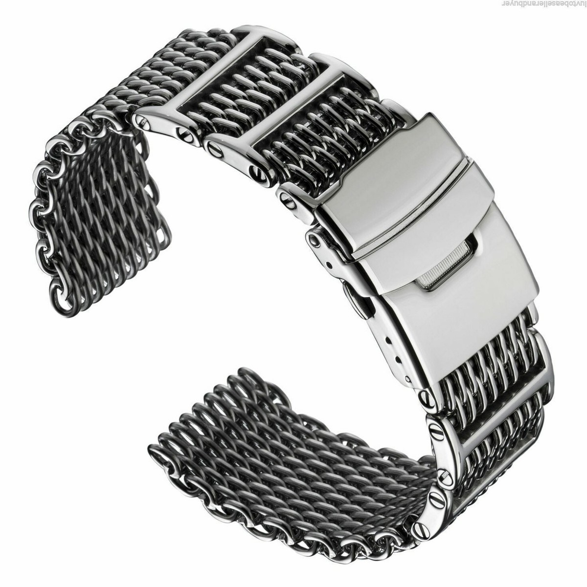 20mm Shark Mesh SS Diver's Watch Strap Band For Citizen Fugu