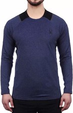 Spyder Active Men s Long Sleeve Shirt, Color Blue, Large, Stretch, Wicking.